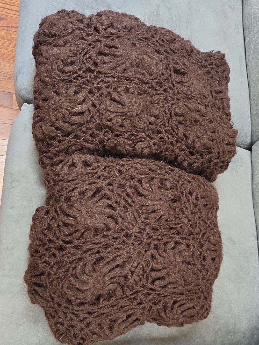 Cost Plus World Market Brown Crochet Floral Open-Weave Throws Total 2.